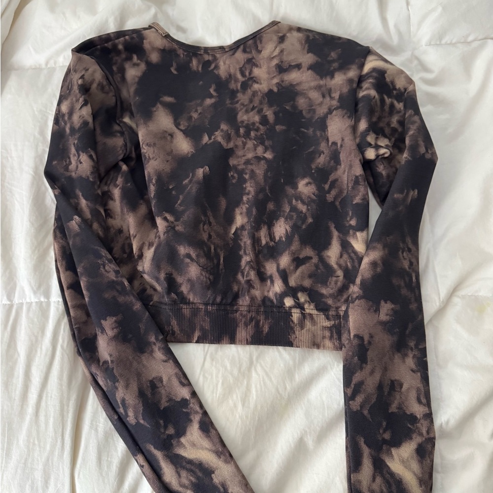Darc Sport Black and Brown Tie-Dye Crop Top